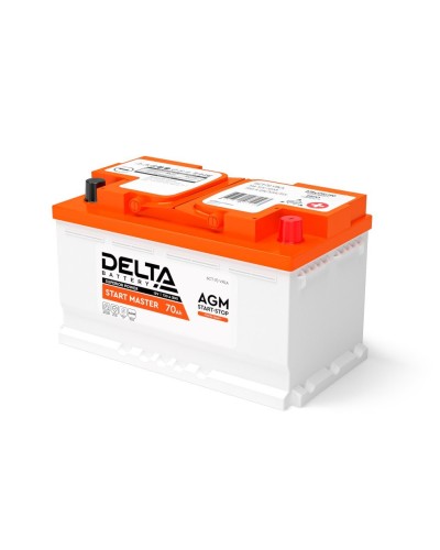 Delta START MASTER AGM 1270 (70 Ah). Аккумулятор автомобильный герметичный свинцово-кислотный. Delta в Электростали