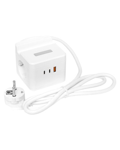 Удлинитель Куб 2 гнезда USB + 2Type C с быстрой зарядкой, подставкой под телефон и ночником 1,3 метра 1мм2. Удлинитель Куб. EKF в Электростали