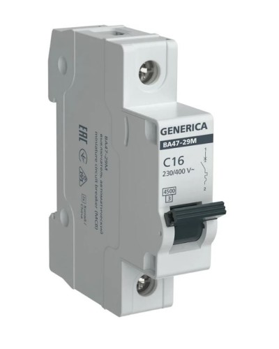 GENERICA ВА47-29М 1P C 16А 4,5кА (MVA21-1-016-C-G). Автоматический выключатель. IEK в Электростали