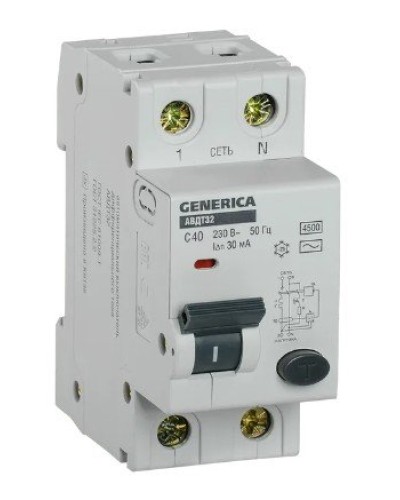GENERICA АВДТ 32 C40 2Р 30мА (MAD25-5-040-C-30). Автоматический выключатель дифференциального тока. IEK в Электростали