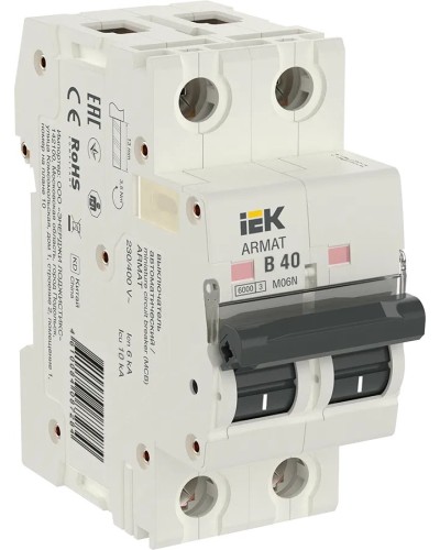 M06N 2P B 40А 6кА ARMAT (AR-M06N-2-B040). Автоматический выключатель. IEK в Электростали