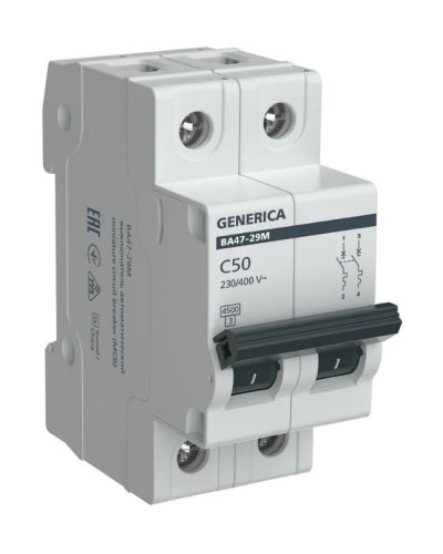 GENERICA ВА47-29М 2P C 50А 4,5кА (MVA21-2-050-C-G). Автоматический выключатель. IEK в Электростали