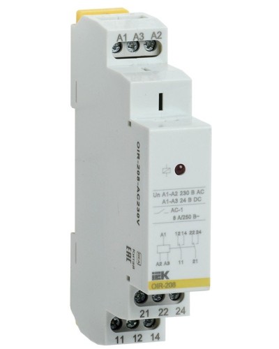 Реле промежуточное модульное OIR 2 контакта 8А 230В AC (OIR-208-AC230V). Реле промежуточное модульное. IEK в Электростали