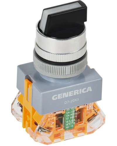 Переключатель D7-20X3 на 3 положения черный GENERICA (BSW50-20X3-3-21-3-K02-G). Переключатель. IEK в Электростали