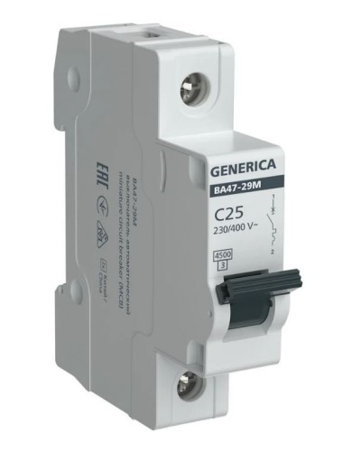 GENERICA ВА47-29М 1P C 25А 4,5кА (MVA21-1-025-C-G). Автоматический выключатель. IEK в Электростали