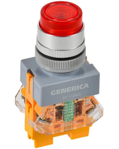 Кнопка D7-11DNZS d=22мм красная GENERICA (BBT50-11DNZS-3-11-K04-G). Кнопка управления с подсветкой и фиксацией. IEK в Электростали