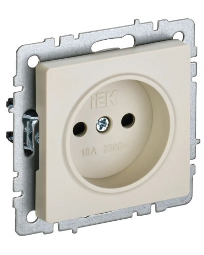 Розетка без з/к РСш10-2-БрКр бежевый BRITE (BR-R13-10-K10). Розетка без заземления с защитными шторками. IEK в Электростали