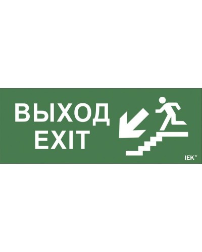 Самоклеящаяся этикетка Выход/лестница вниз/фигура (LPC10-1-24-09-VLVNF). Самоклеящаяся этикетка 240х90 мм. IEK в Электростали