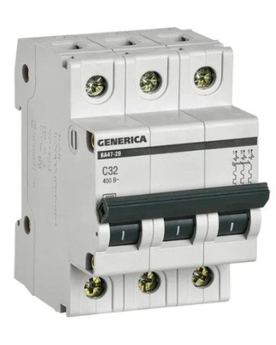 GENERICA ВА47-29 3P C 32А 4,5кА (MVA25-3-032-C). Автоматический выключатель. IEK в Электростали