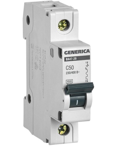 GENERICA ВА47-29 1P C 50А 4,5кА (MVA25-1-050-C). Автоматический выключатель. IEK в Электростали