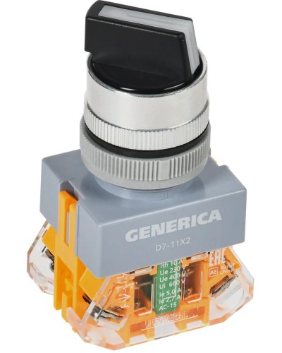 Переключатель D7-11X2 на 2 положения черный GENERICA (BSW50-11X2-3-21-2-K02-G). Переключатель. IEK в Электростали