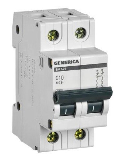 GENERICA ВА47-29 2P C 10А 4,5кА (MVA25-2-010-C). Автоматический выключатель. IEK в Электростали