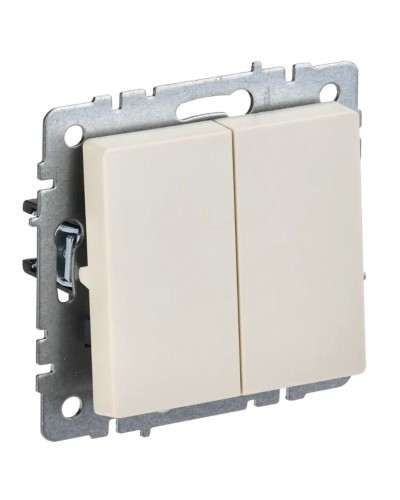 Выключатель 2-клавишный проходной ВС10-2-6-БрКр бежевый BRITE (BR-V22-0-10-K10). Выключатель. IEK в Электростали