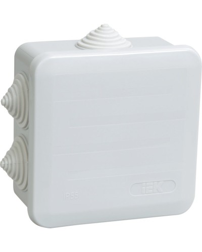Коробка распаячная КМ41255 100х100х50 открытой проводки IP44 6 гермовводов серая (UKOZ11-100-100-050-K41-44). Коробка распаячная безгалогенная (HF) с защелкивающейся крышкой. IEK в Электростали