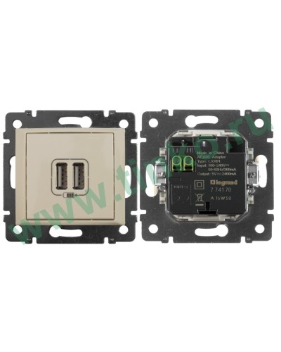 Розетка Valena двойная, USB, слоновая кость (774170). Розетка. LegranD в Электростали