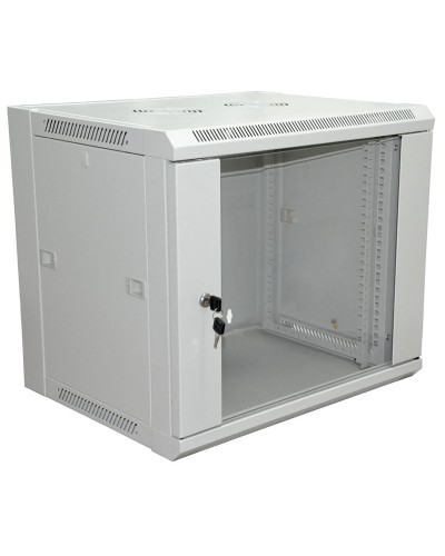 Шкаф телекоммуникационный 19 настенный 9U 600×450×500 мм (ШxГxВ) - передняя дверь стекло, боковые стенки съемные (разобранный) RAL 7035 (04-2201). Шкаф телекоммуникационный 19 настенный 9U. Rexant в Электростали