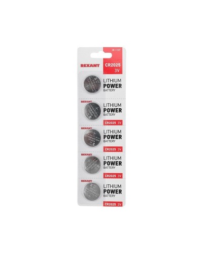 Литиевые батарейки CR2025 3 V 160 mAh (30-1107). Элемент питания. Rexant в Электростали