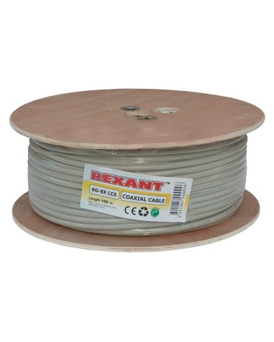 RG-8X, 50 Ом, CCS/Al/A, 75% (01-2021). Кабель коаксиальный радиочастотный. Rexant в Электростали
