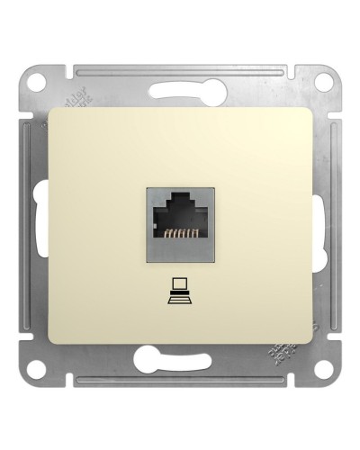 Glossa розетка RJ45 1-местная, кат. 5Е, скрытой установки, механизм, бежевый (GSL000281K). Розетка компьютерная. Systeme Electric в Электростали