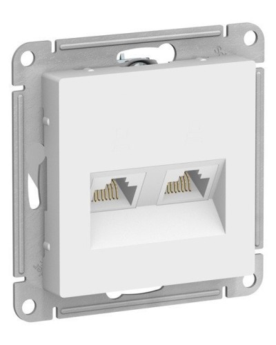 AtlasDesign розетка RJ45+RJ45, 2-местная, скрытой установки, механизм, белый (ATN000185). Розетка компьютерная. Systeme Electric в Электростали