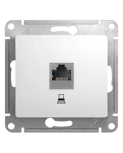 Glossa розетка RJ45 1-местная, кат. 5Е, скрытой установки, механизм, белый (GSL000181K). Розетка компьютерная. Systeme Electric в Электростали