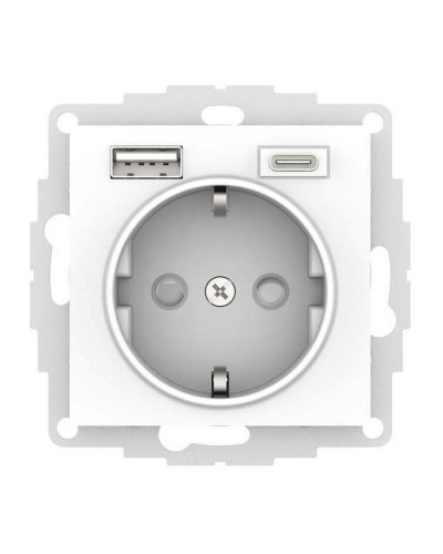AtlasDesign розетка 1-местная с 2 USB A+C, скрытой установки, механизм, белый (ATN000132). Розетка с USB. Systeme Electric в Электростали