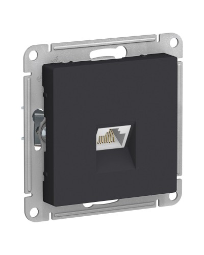 AtlasDesign розетка RJ45, кат. 5Е, 1-местная, скрытой установки, механизм, карбон (ATN001083). Розетка компьютерная. Systeme Electric в Электростали