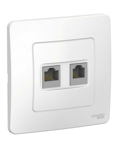 BLANCA розетка RJ45+RJ11 2-местная, кат. 5Е, скрытой установки, белый (BLNIS045111). Розетка компьютерная + телефонная. Systeme Electric в Электростали