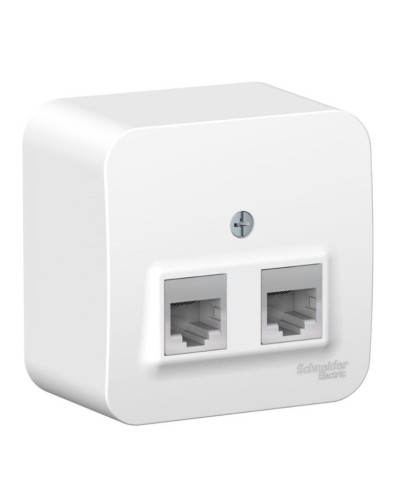 BLANCA розетка RJ11+RJ45, 2-местная, кат. 5Е, открытой установки, белый (BLNIA045111). Розетка компьютерная + телефонная с изолированной пластиной. Systeme Electric в Электростали
