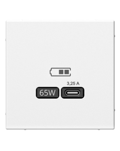ArtGallery розетка USB тип-С 65Вт высокоскоростной заряд. QC, PD, скрытой установки, механизм, белый (GAL000127). Розетка USB. Systeme Electric в Электростали