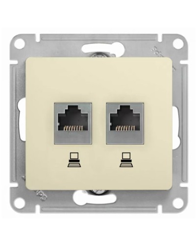 Glossa розетка RJ11+RJ45, 2-местная, кат. 5Е, скрытой установки, механизм, бежевый (GSL000285). Розетка компьютерная + телефонная. Systeme Electric в Электростали