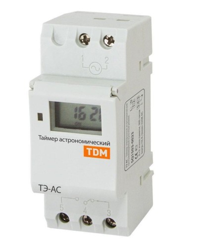 ТЭ-АС-1мин/24ч-8on/off-16А-DIN (астрономический) TDM (SQ1503-0023). Таймер электронный. TDM ЕLECTRIC в Электростали