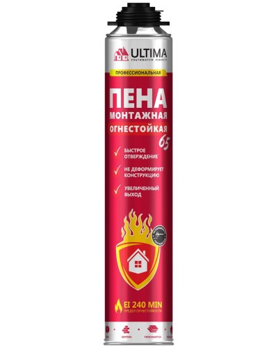 Пена огнестойкая ULTIMA PRO 65, 850 мл. Пена монтажная профессиональная. ULTIMA в Электростали