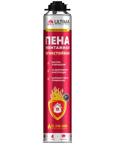 Пена огнестойкая ULTIMA PRO, 750 мл. Пена монтажная профессиональная. ULTIMA в Электростали
