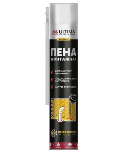 Пена монтажная бытовая ULTIMA, всесезонная, 700 мл: Пена монтажная в Электростали