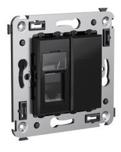 Розетка RJ-45 в стену Avanti одинарная черный квадрат (4402463). Розетка компьютерная. ДКС в Электростали