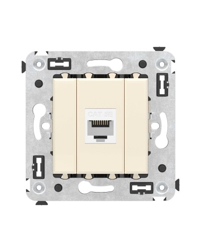 Розетка RJ-45 в стену, кат.5E, Avanti, одинарная, ванильная дымка (4405663). Розетка компьютерная. ДКС в Электростали
