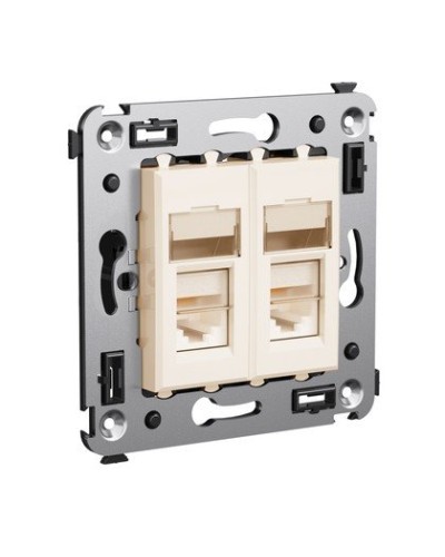 Розетка RJ-45 Avanti в стену двойная экранированная ванильная дымка (4405364). Розетка. ДКС в Электростали