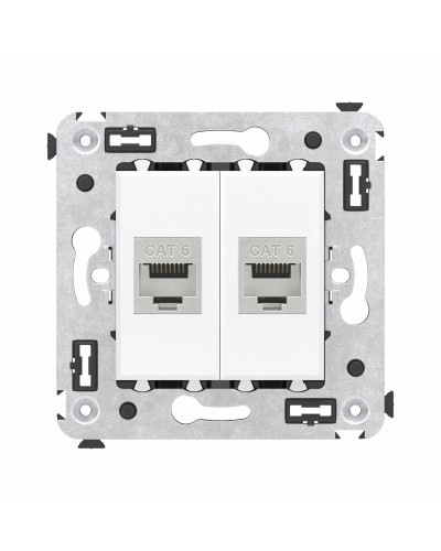 Розетка RJ-45 в стену, кат.6E, Avanti, двойная, белое облако (4400794). Розетка компьютерная модульная. ДКС в Электростали