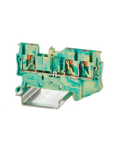 Клемма заземления, 3 точки подключения, 2.5 кв.мм (VPR-2.5-TWIN-PE-YG). Клемма заземления, зажим push-in. ДКС в Электростали