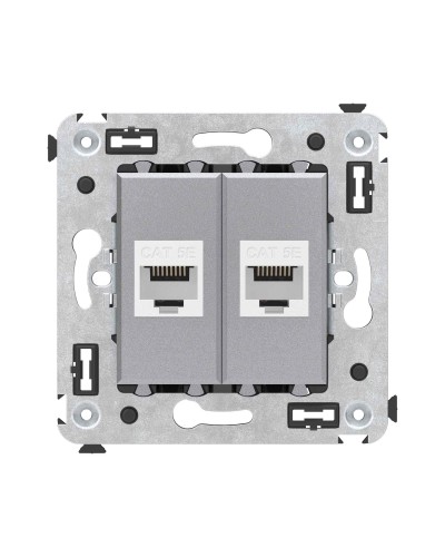 Розетка RJ-45 в стену, кат.5E, Avanti, двойная, закаленная сталь (4404664). Розетка компьютерная. ДКС в Электростали