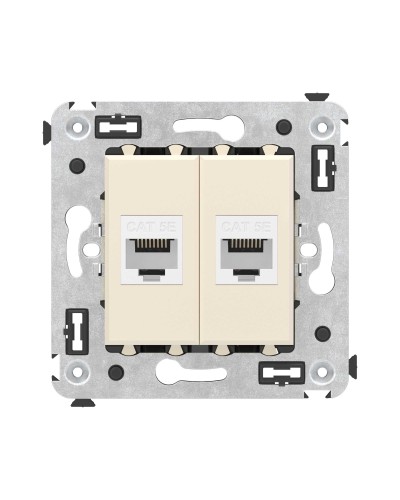 Розетка RJ-45 в стену, кат.5E, Avanti, двойная, ванильная дымка (4405664). Розетка компьютерная. ДКС в Электростали