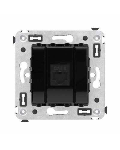 Розетка RJ-45 в стену, кат.6E, Avanti, одинарная, черный квадрат (4402693). Розетка компьютерная. ДКС в Электростали