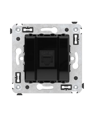 Розетка RJ-45 в стену, кат.5E, Avanti, одинарная, черный квадрат (4402663). Розетка компьютерная. ДКС в Электростали