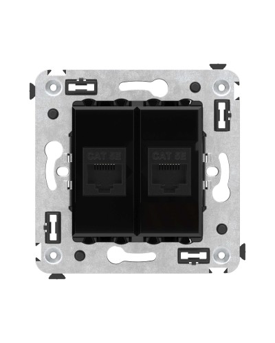 Розетка RJ-45 в стену, кат.5E, Avanti, двойная, черный квадрат (4402664). Розетка компьютерная. ДКС в Электростали