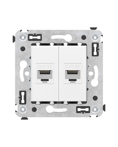 Розетка RJ-45 в стену, кат.5E, Avanti, двойная, белое облако (4400664). Розетка компьютерная. ДКС в Электростали