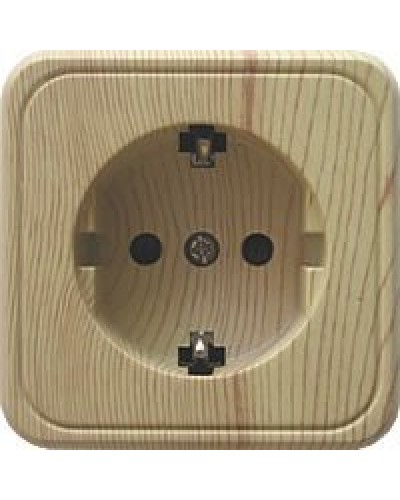 Розетка одинарная открытой установки с з/к, сосна, LK Standard (813225). Розетка с заземляющими контактами и защитными шторками. Экопласт в Электростали