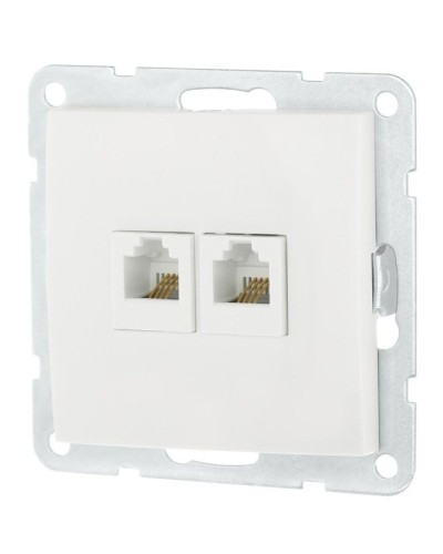 Розетка телефонная двойная 2xRJ-12 с накладкой, белый LK60 (865604-1). Розетка телефонная. Экопласт в Электростали