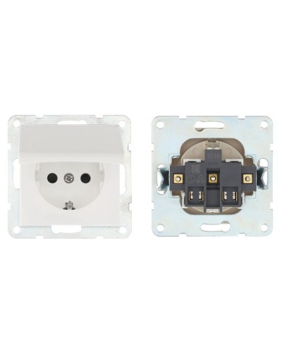 Розетка с з/к, шторками и крышкой, белый LK80 (843404-1). Розетка. Экопласт в Электростали