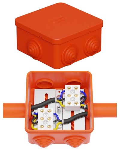 Коробка JBS080 85х85х50, 6 вых., 4P (0,15-10,0 мм²) (43311HF). Коробка монтажная, огнестойкая, без галогена. Экопласт в Электростали